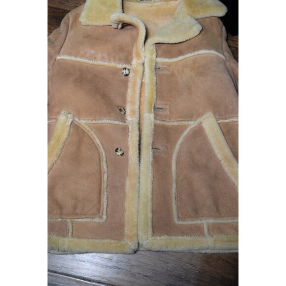 Vintage Lakeland Tan Suede Field Coat Men's Sz 42 Wool Lining Trim Button Up - Picture 3 of 11